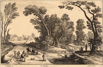 Auf dem Weg zum Markt (Brueghel). Zustand 2 von Wenceslaus Hollar